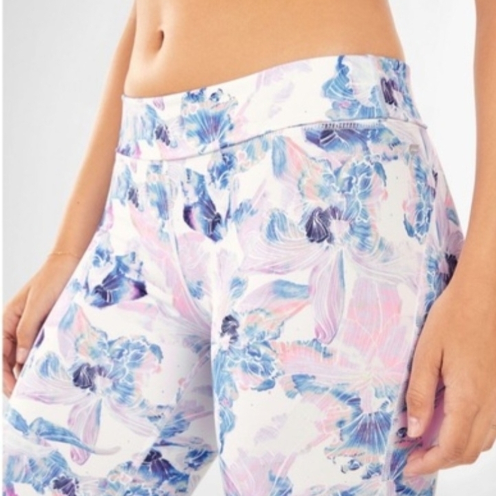 Fabletics Floral Powerform Leggings in Blue and Pink